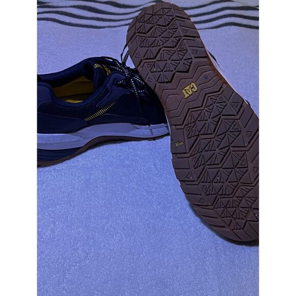 Caterpillar Men\'s Streamline 2.0 Mesh Steel Toe shoes navy with yellow accents. main image 6